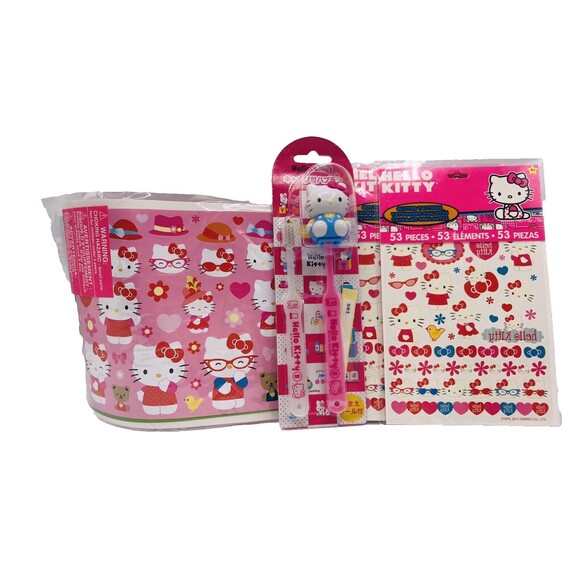 Hello Kitty Lot Play Scene, Floor Color Activity Roll, Toothbrush, 53 Stickers - Picture 6 of 9